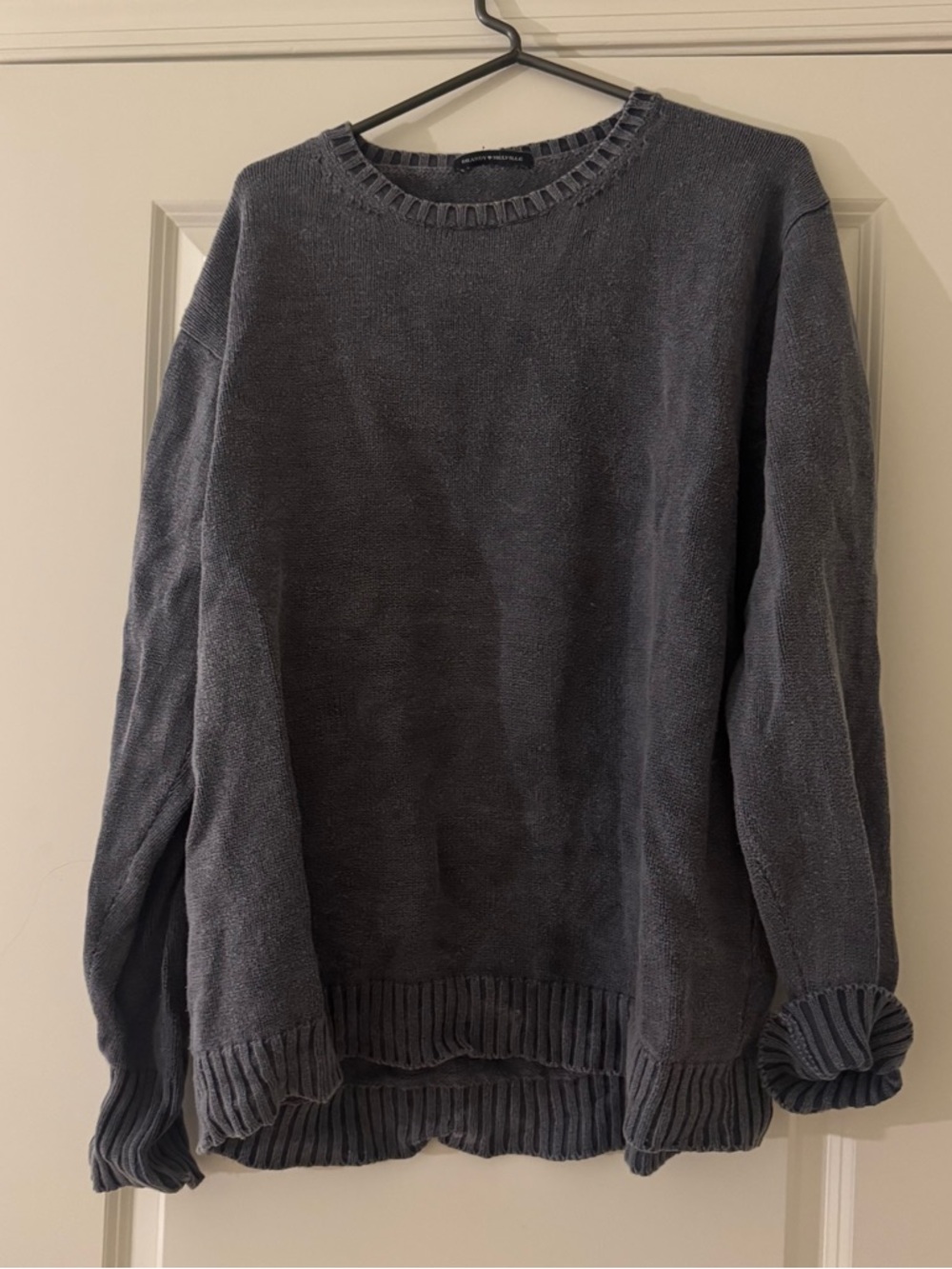 Oversized brandy melville Crewneck Knit Sweater - Charcoal Gray